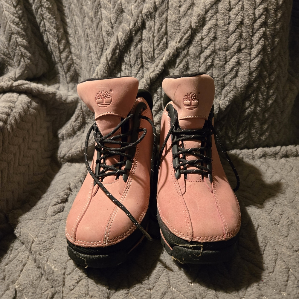 Timberland Pink Suede and Black Hiking Boots